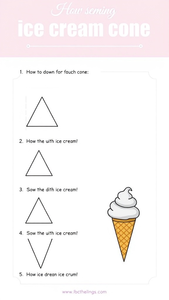 Step-by-step ice cream cone drawing tutorial with visuals.